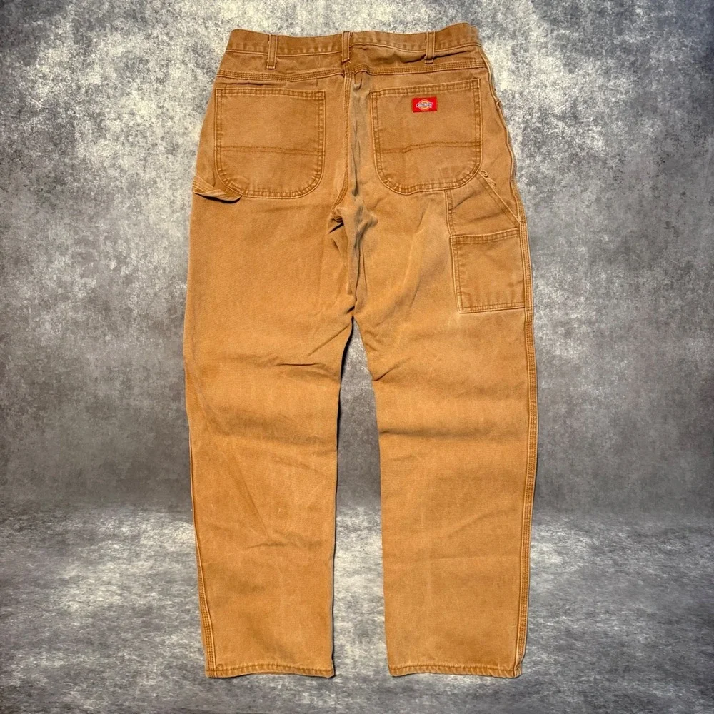 VTG Dickies Mens Brown Relaxed Fit Duck Canvas Carpenter Pants 34x34 Workwear